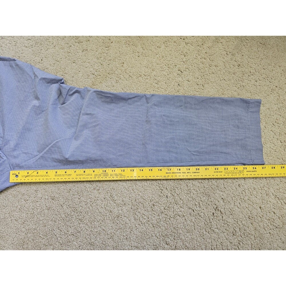 Uniqlo Pants Mens‎ 34x27 Blue Chino Stripes 88cm Preppy Casual Flat Front - Picture 5 of 7